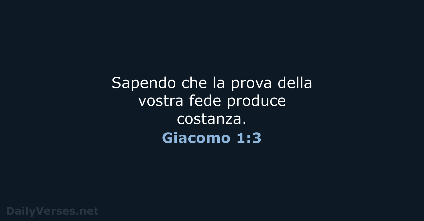 Sapendo che la prova della vostra fede produce costanza. Giacomo 1:3