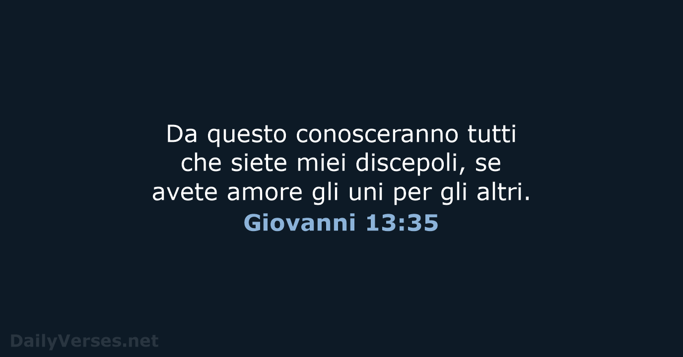 Da questo conosceranno tutti che siete miei discepoli, se avete amore gli… Giovanni 13:35