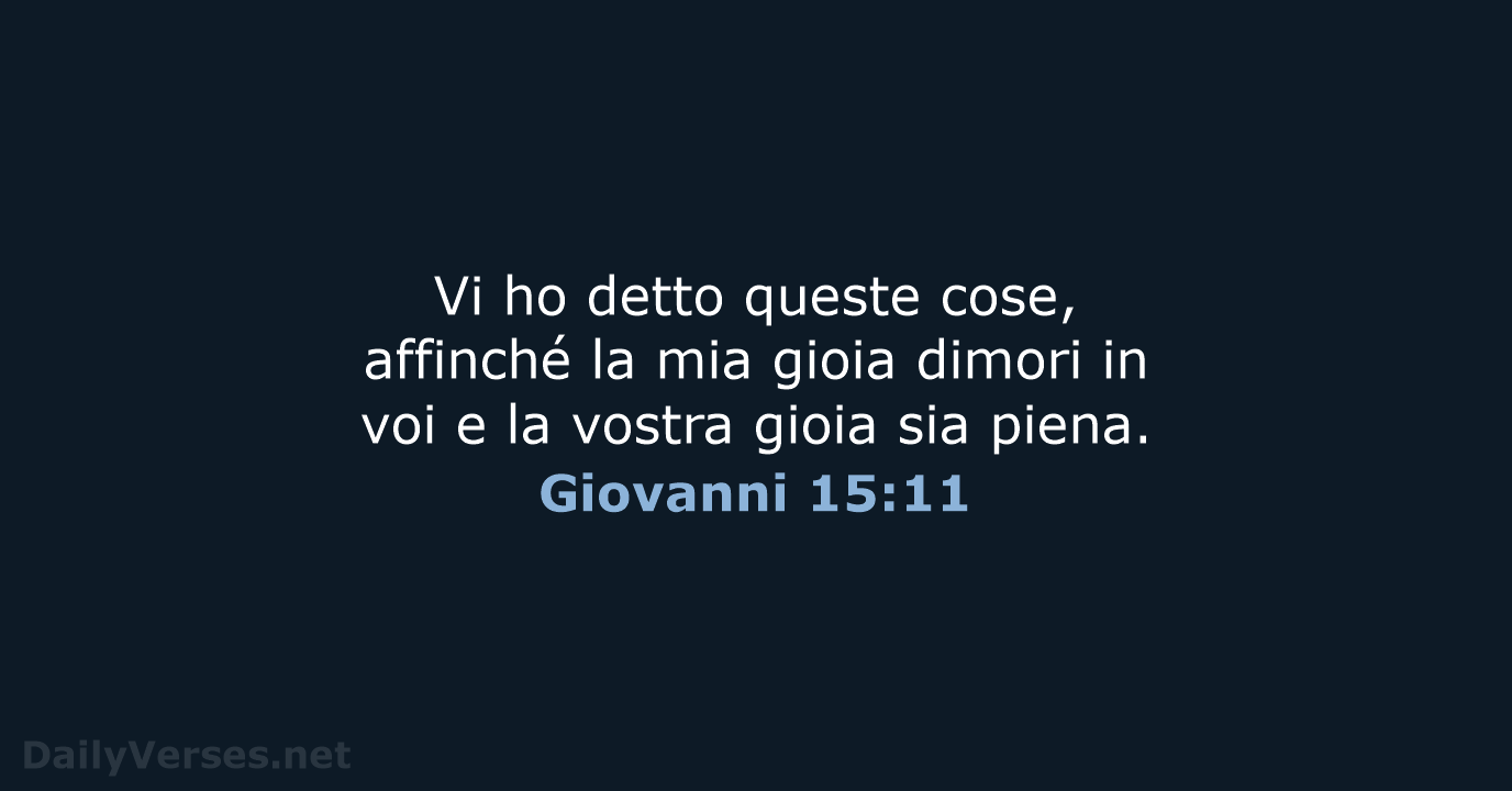 Vi ho detto queste cose, affinché la mia gioia dimori in voi… Giovanni 15:11