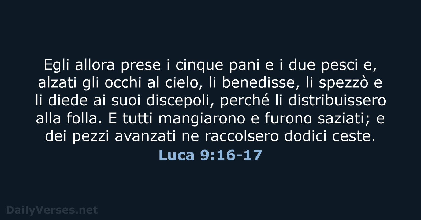 Egli allora prese i cinque pani e i due pesci e, alzati… Luca 9:16-17