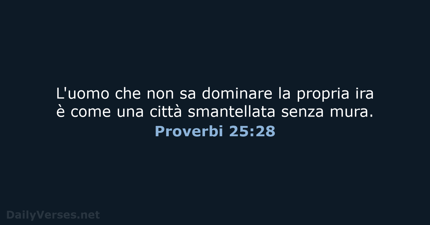 L'uomo che non sa dominare la propria ira è come una città… Proverbi 25:28