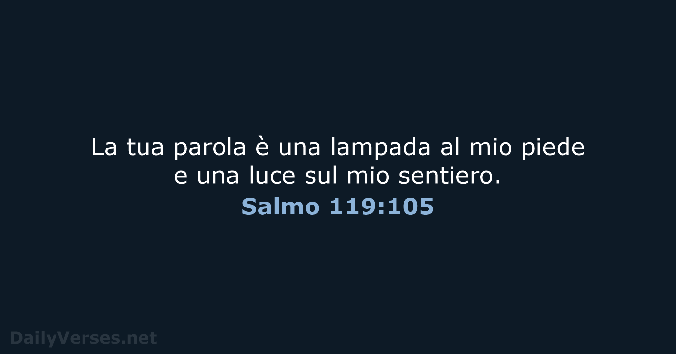 La tua parola è una lampada al mio piede e una luce… Salmo 119:105