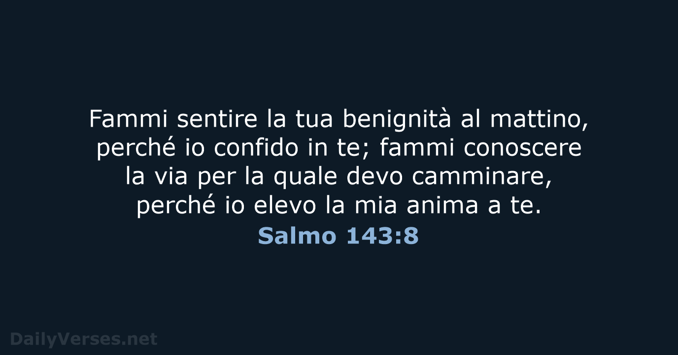 Fammi sentire la tua benignità al mattino, perché io confido in te… Salmo 143:8