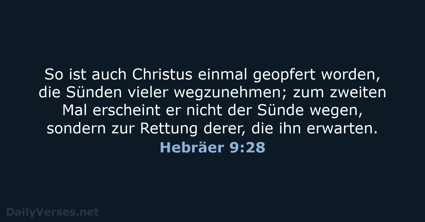 Hebräer 9:28 - LUT