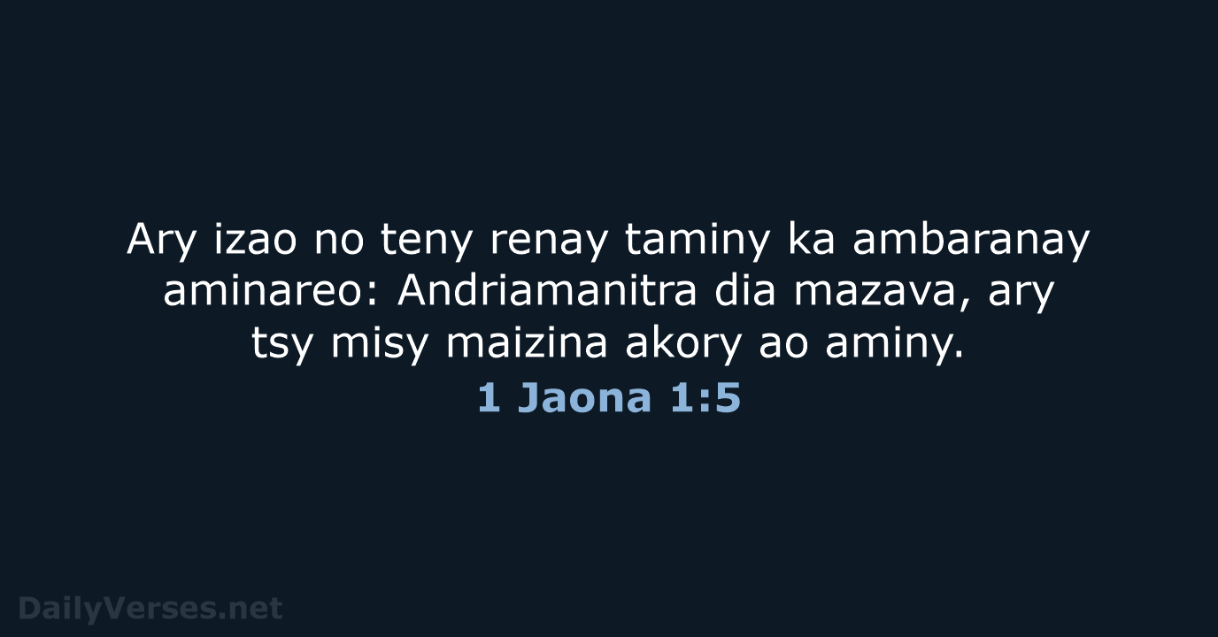 1 Jaona 1:5 - MG1865