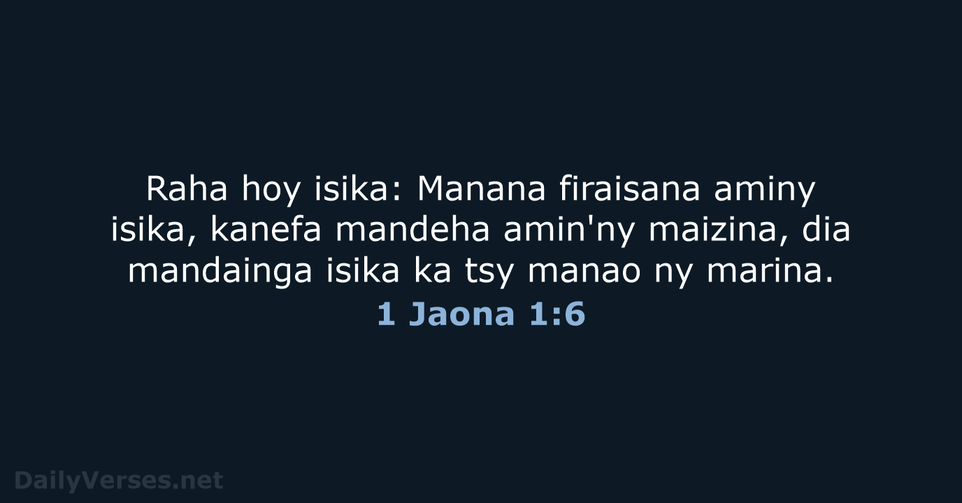 1 Jaona 1:6 - MG1865
