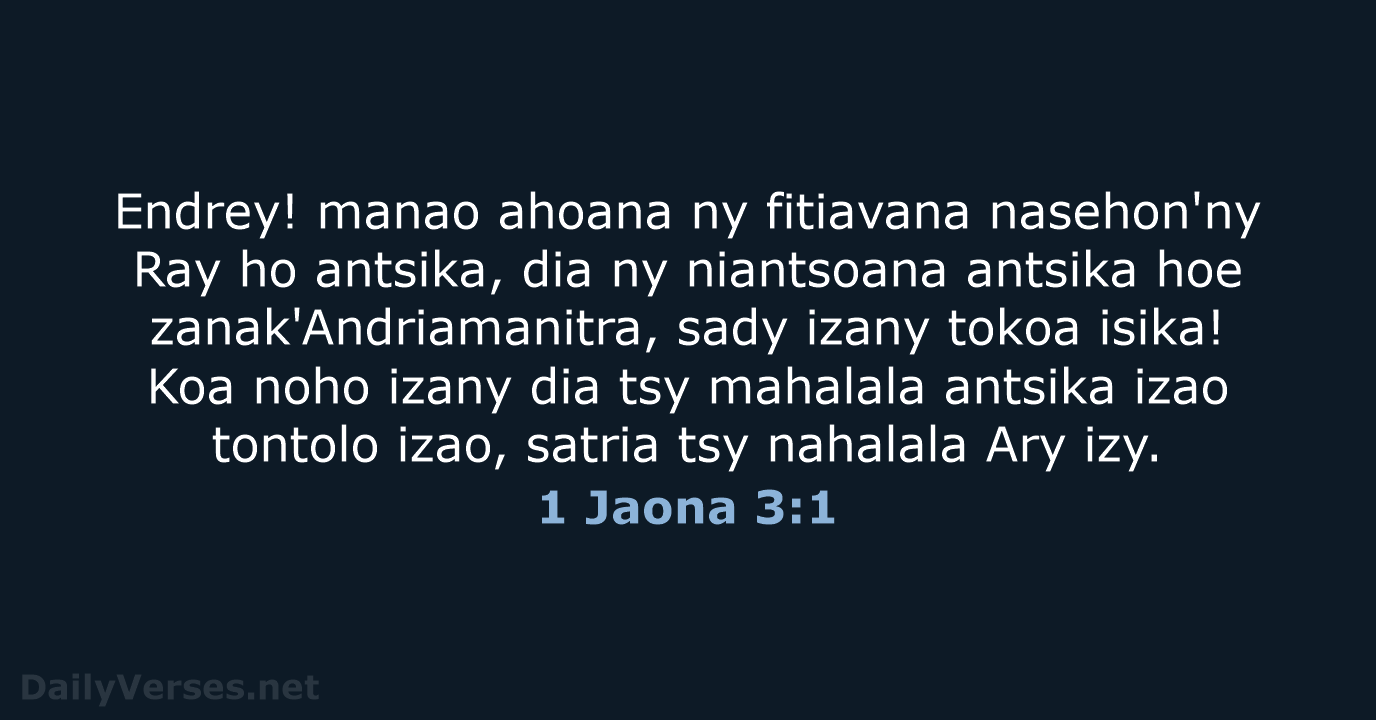1 Jaona 3:1 - MG1865