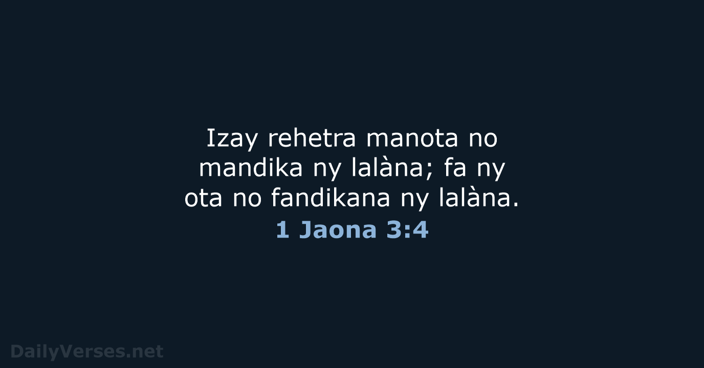 1 Jaona 3:4 - MG1865
