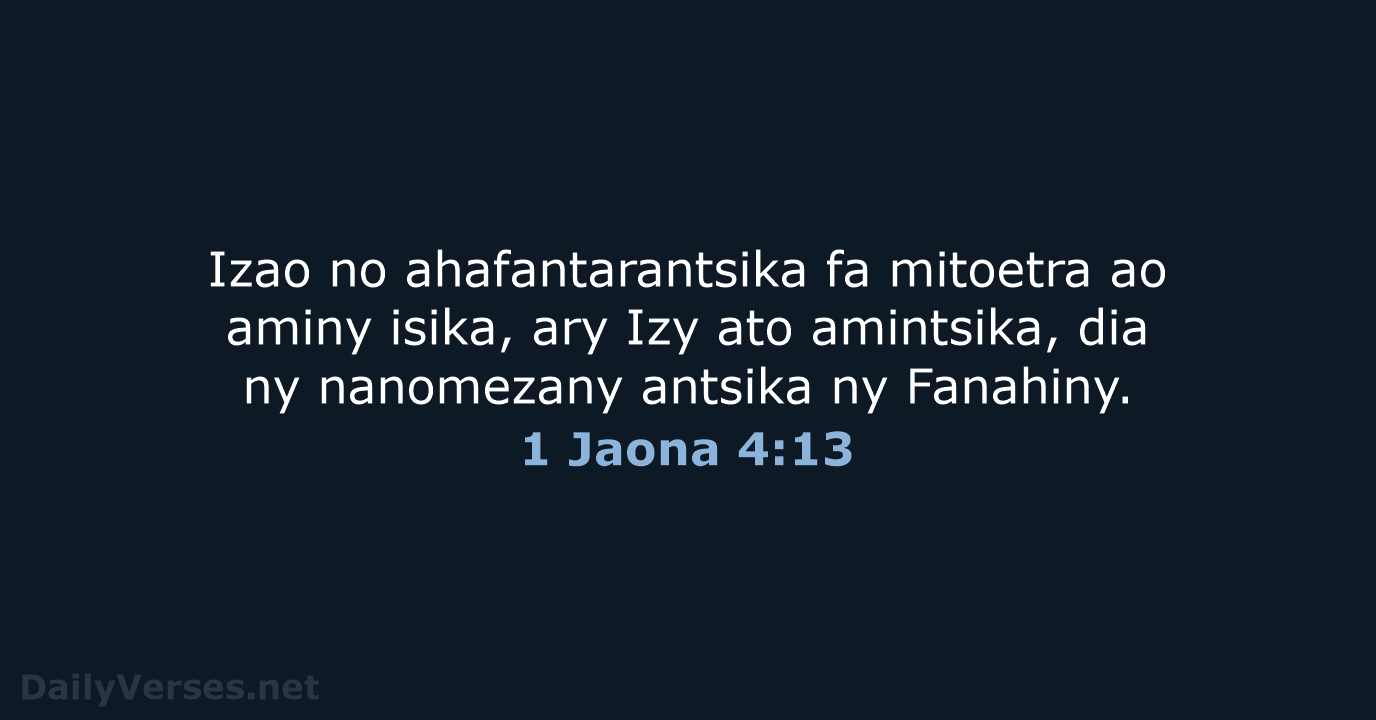 1 Jaona 4:13 - MG1865