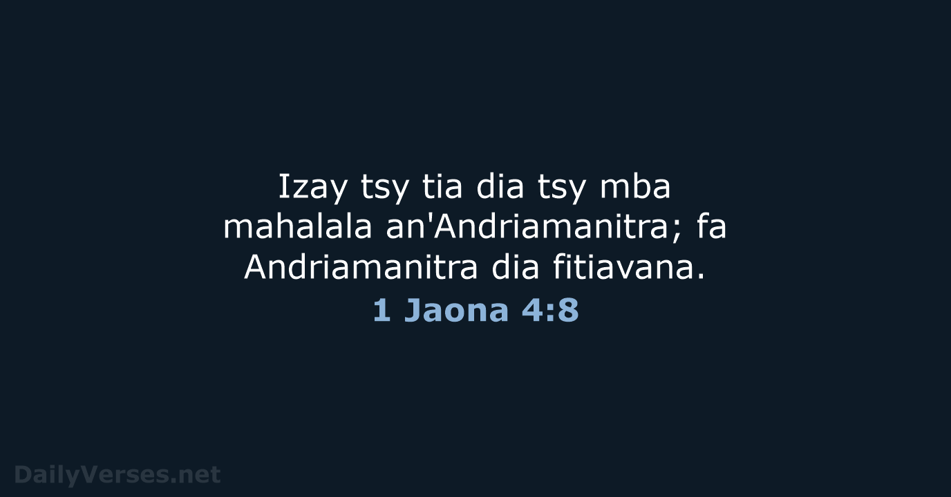 1 Jaona 4:8 - MG1865