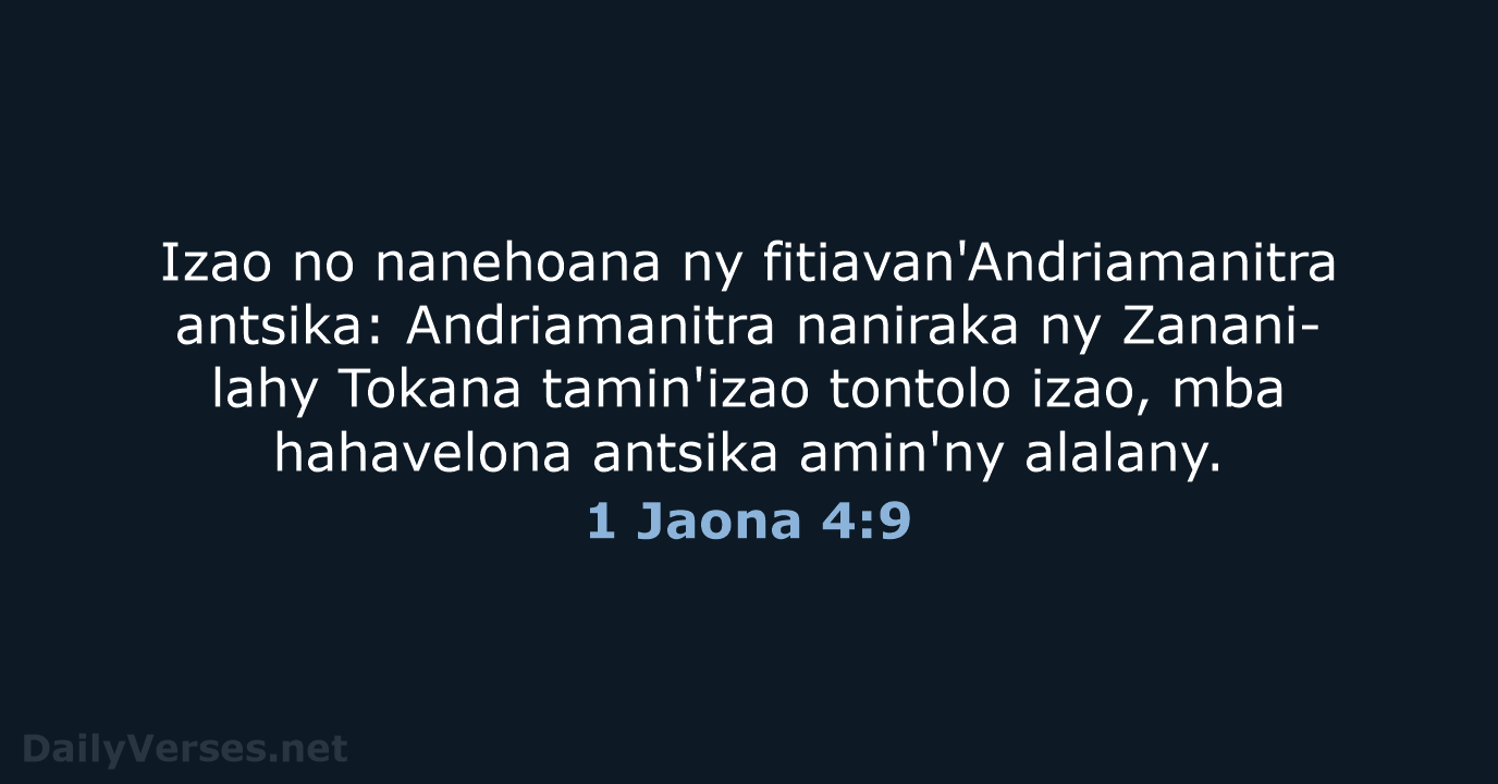 1 Jaona 4:9 - MG1865