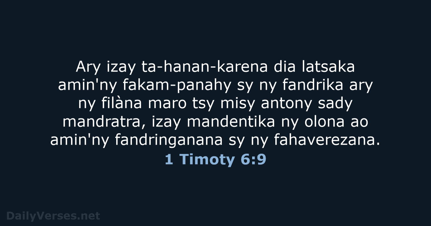 1 Timoty 6:9 - MG1865