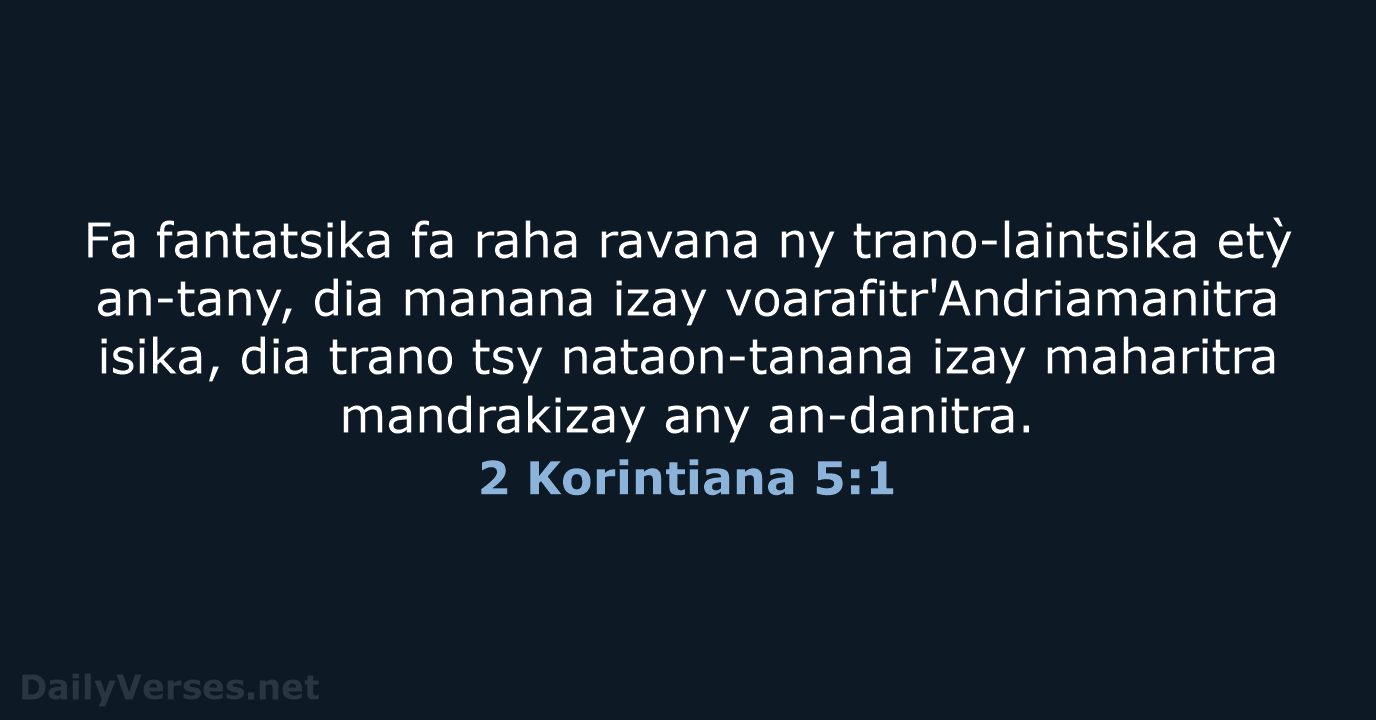 2 Korintiana 5:1 - MG1865