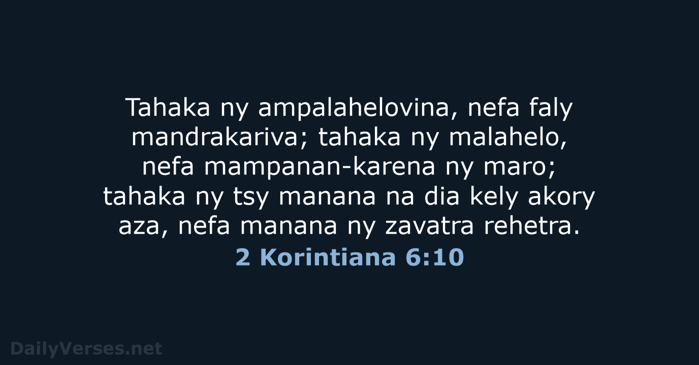 2 Korintiana 6:10 - MG1865