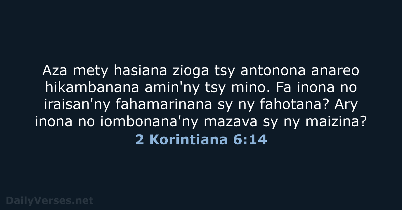 2 Korintiana 6:14 - MG1865