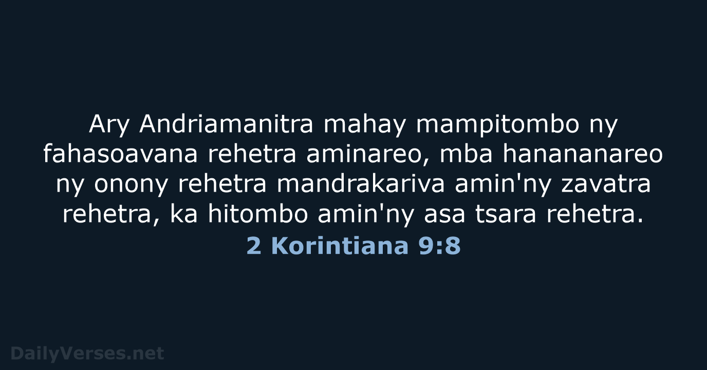 2 Korintiana 9:8 - MG1865