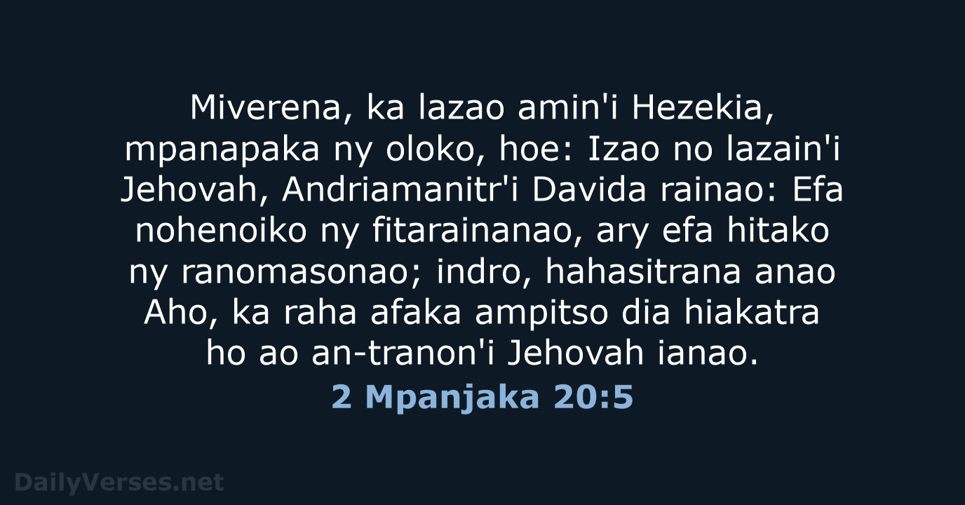2 Mpanjaka 20:5 - MG1865