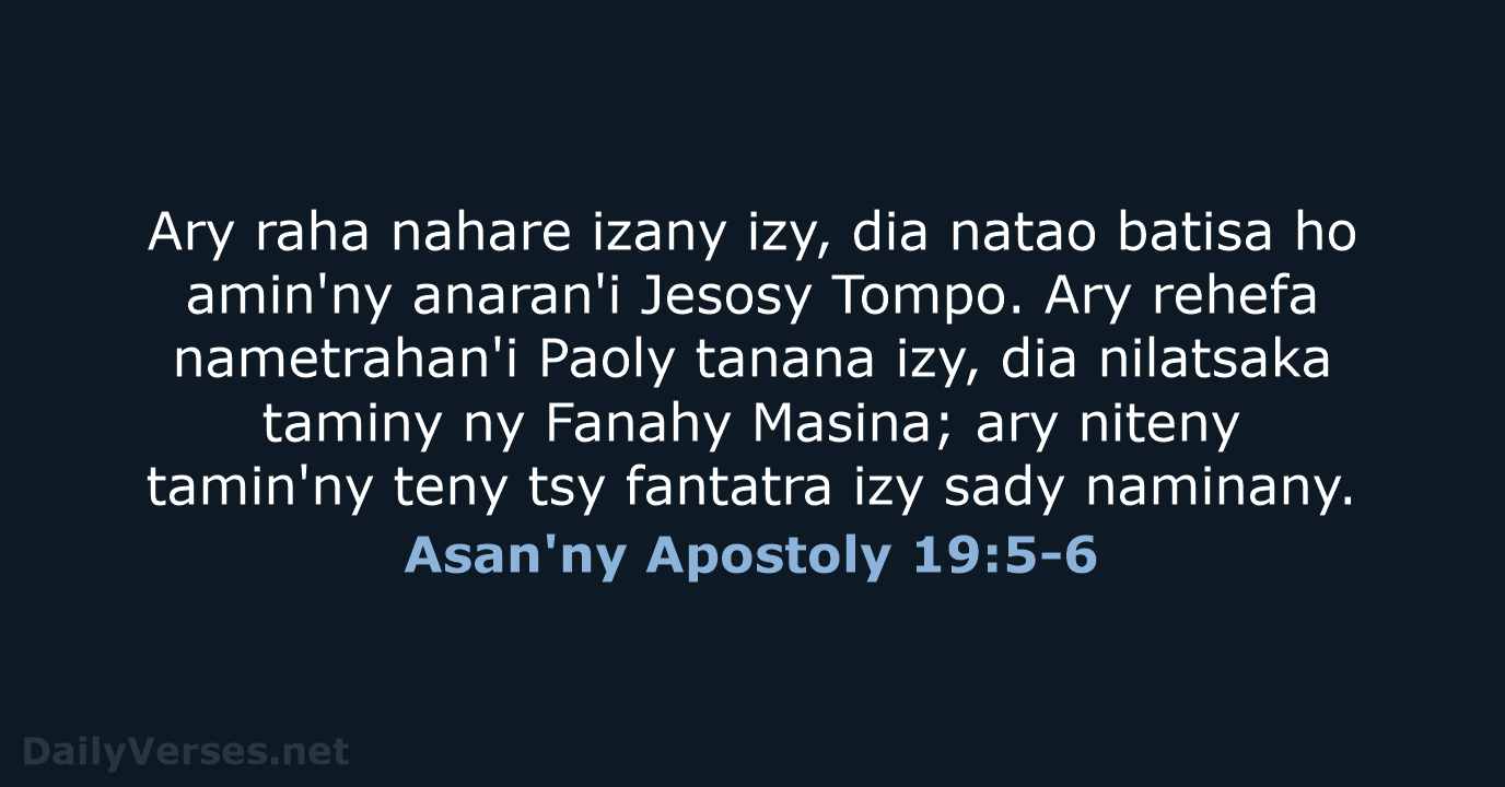 Asan'ny Apostoly 19:5-6 - MG1865