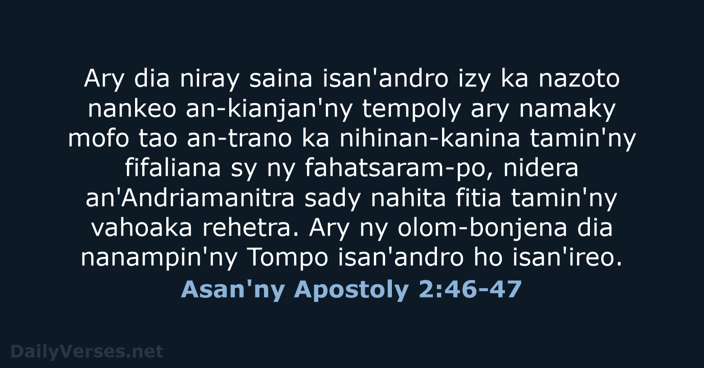 Asan'ny Apostoly 2:46-47 - MG1865