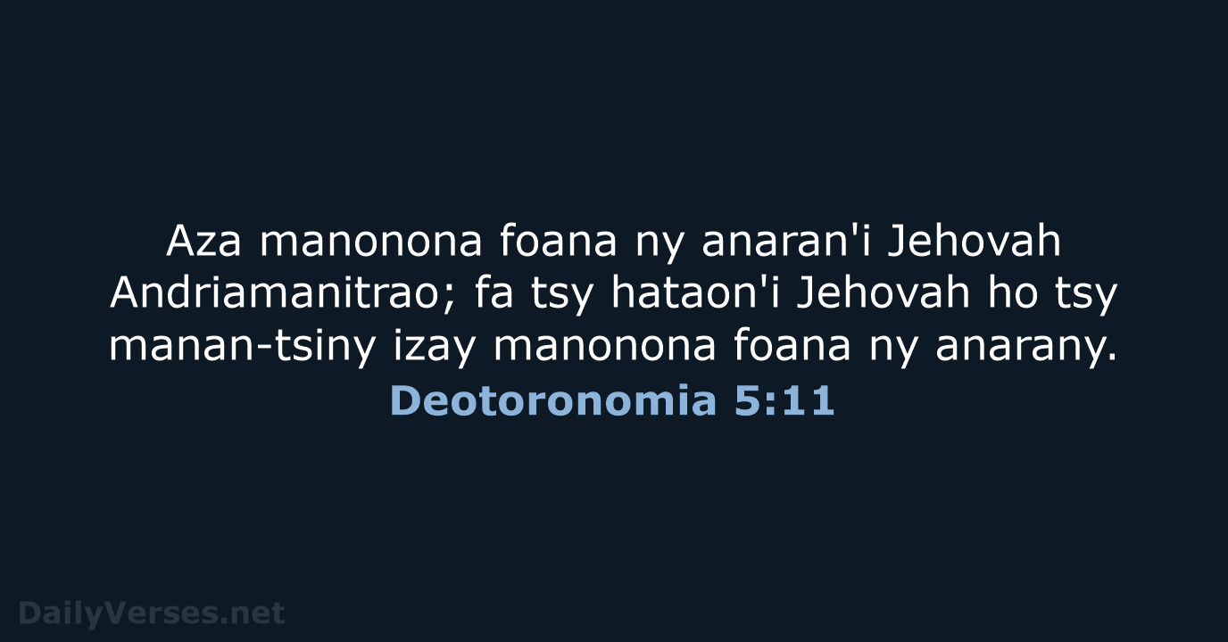 Deotoronomia 5:11 - MG1865