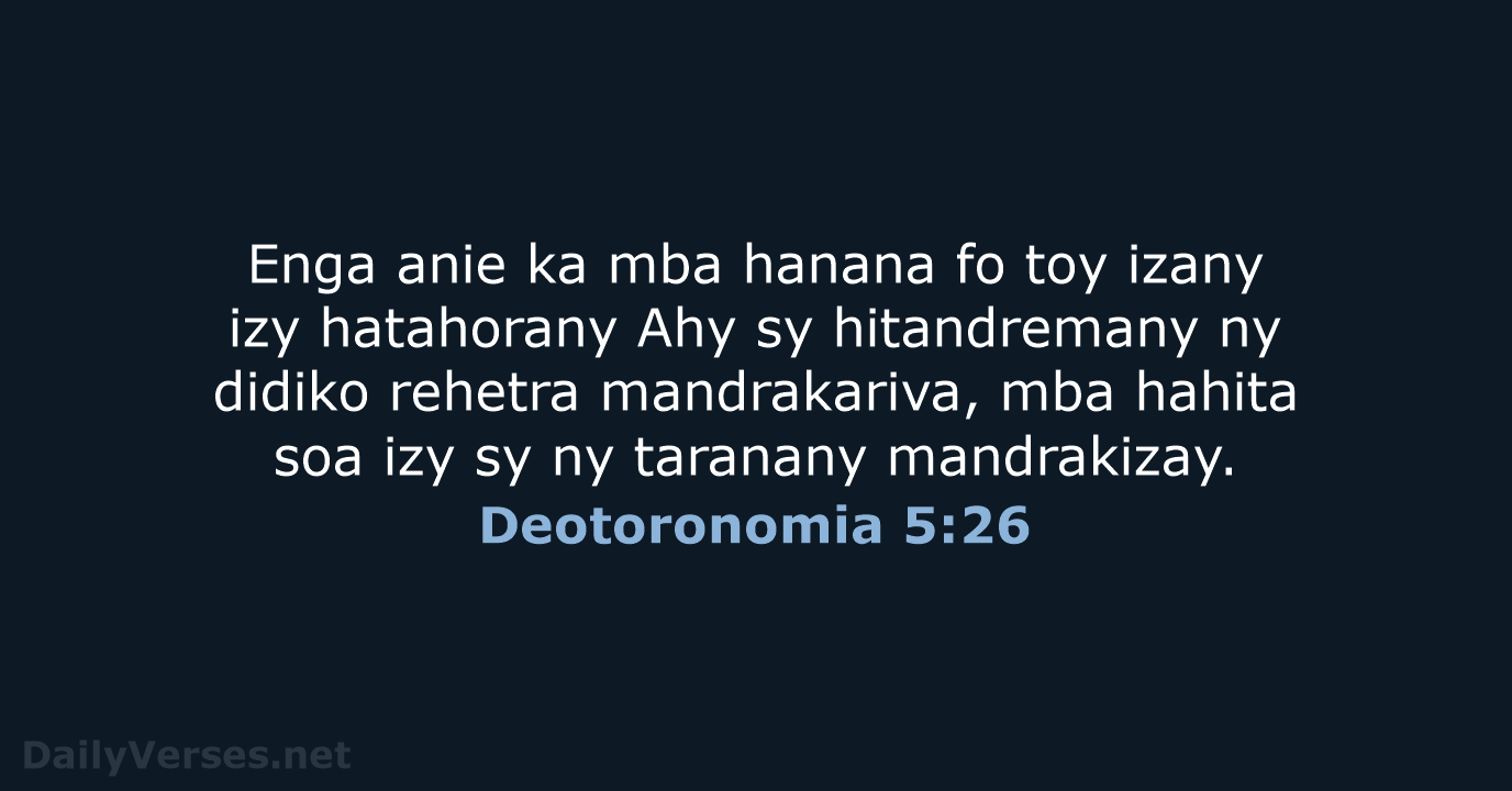 Deotoronomia 5:26 - MG1865