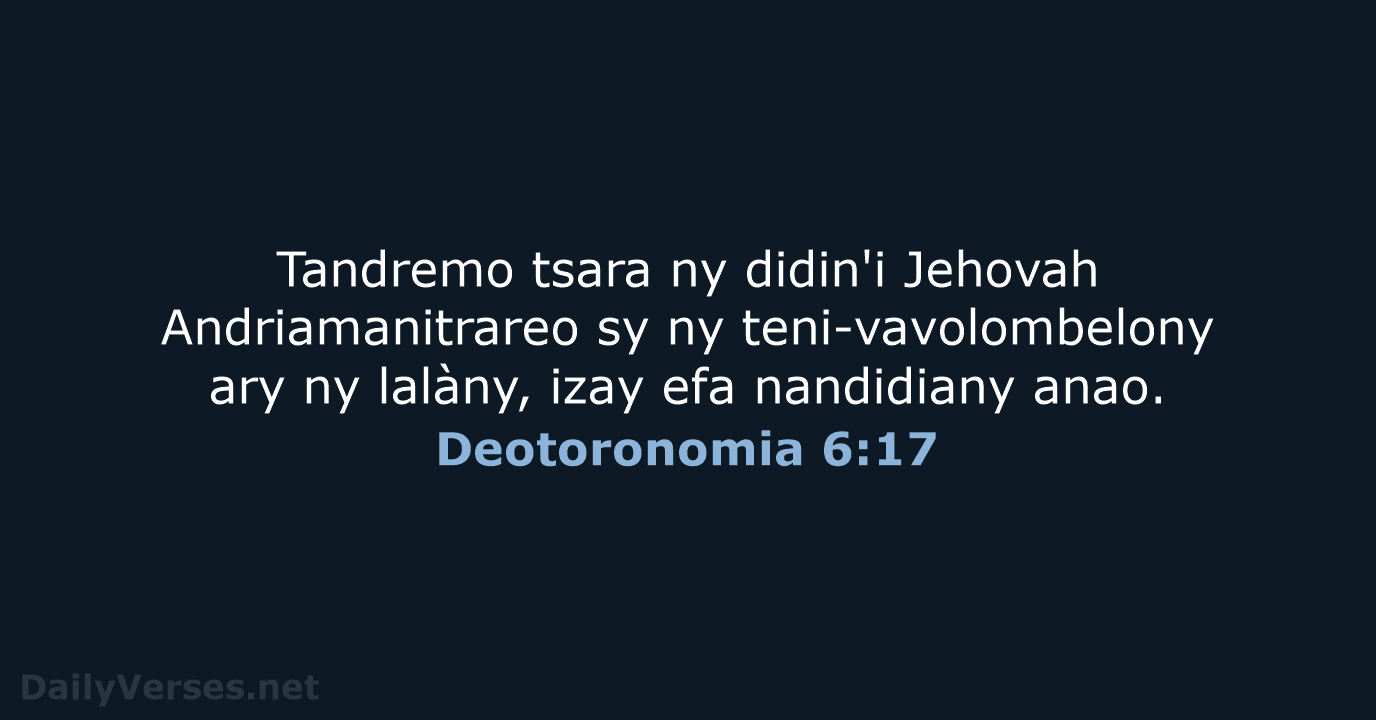 Deotoronomia 6:17 - MG1865