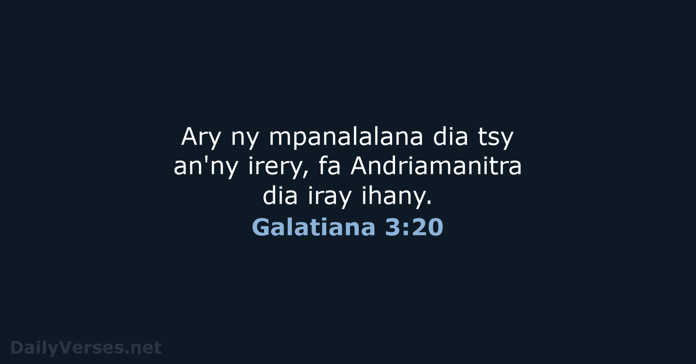 Galatiana 3:20 - MG1865