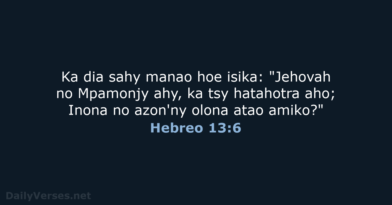 Hebreo 13:6 - MG1865