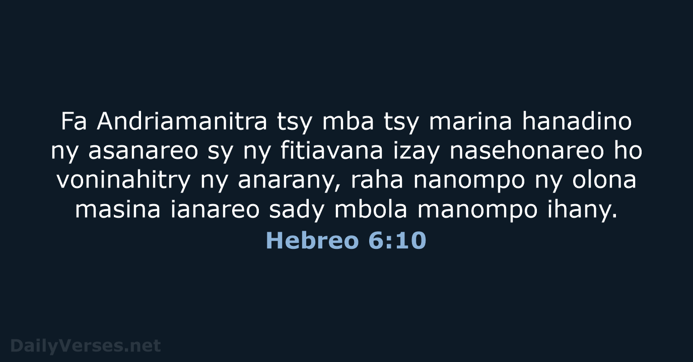 Hebreo 6:10 - MG1865