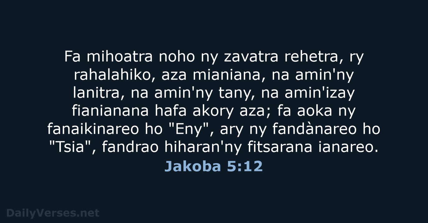 Jakoba 5:12 - MG1865