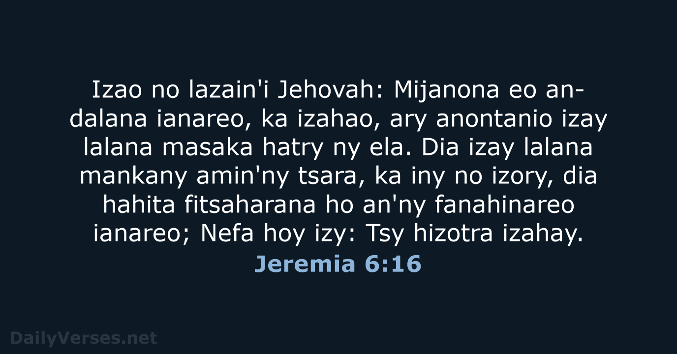 Jeremia 6:16 - MG1865