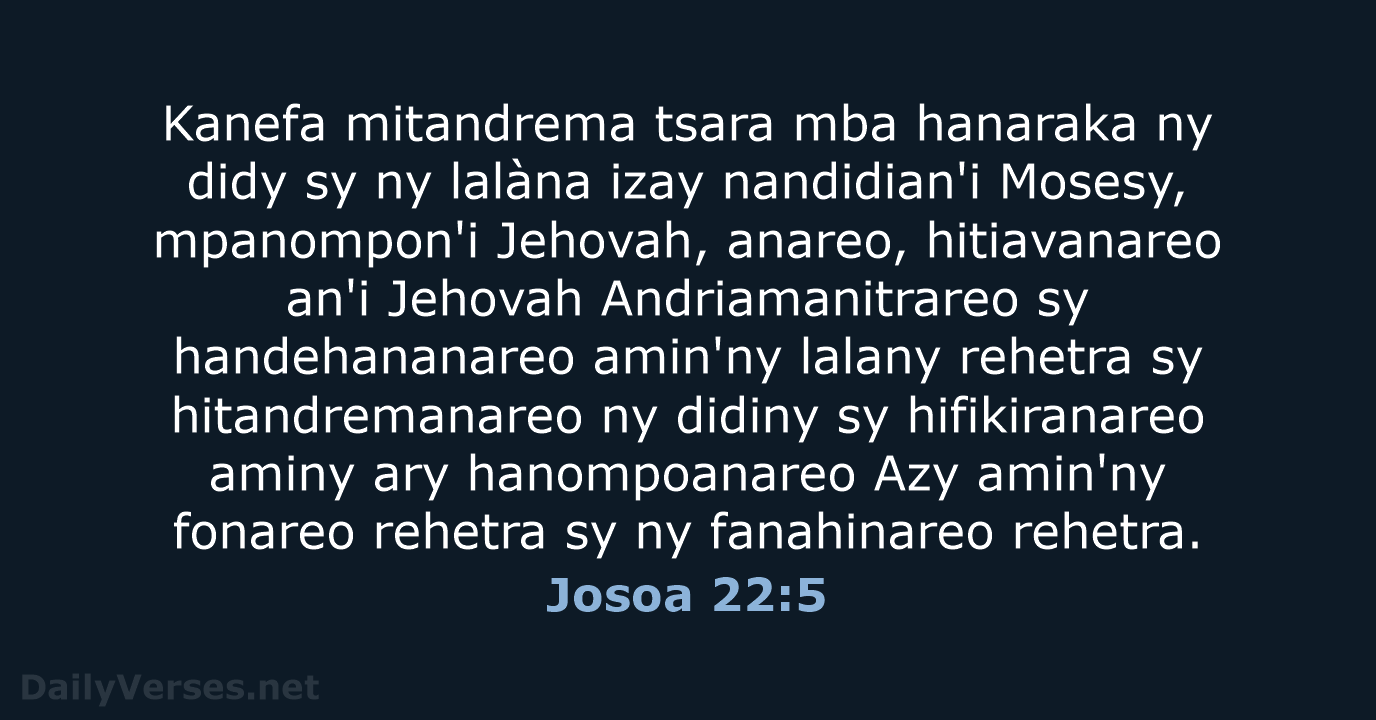 Josoa 22:5 - MG1865