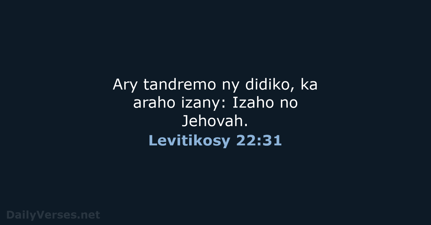 Levitikosy 22:31 - MG1865