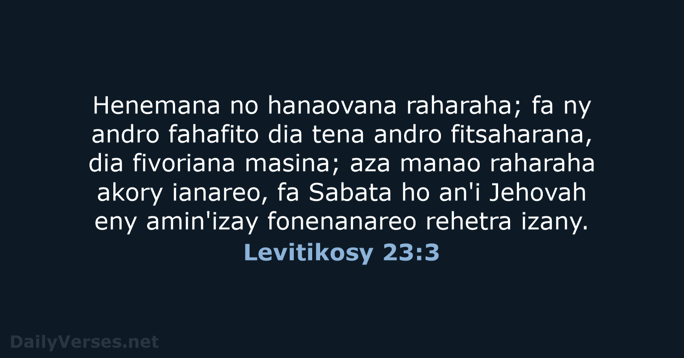 Levitikosy 23:3 - MG1865