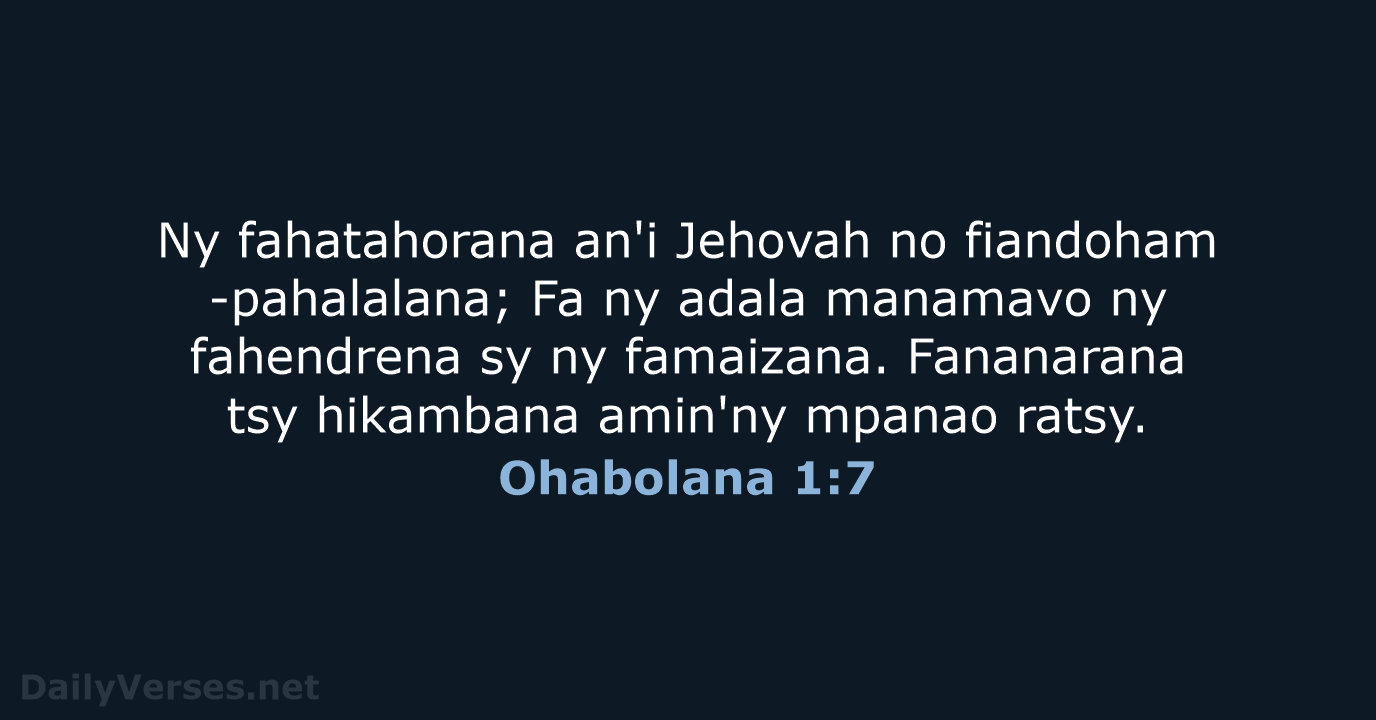 Ohabolana 1:7 - MG1865