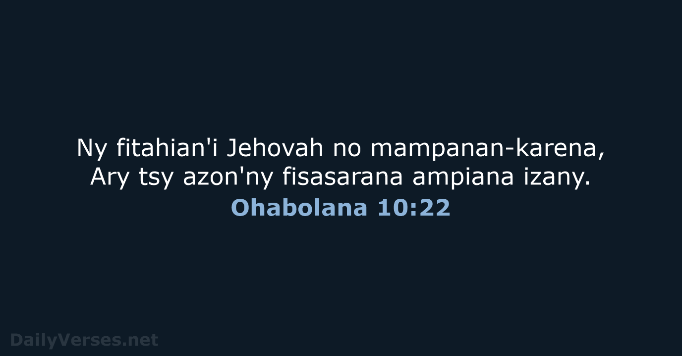 Ohabolana 10:22 - MG1865