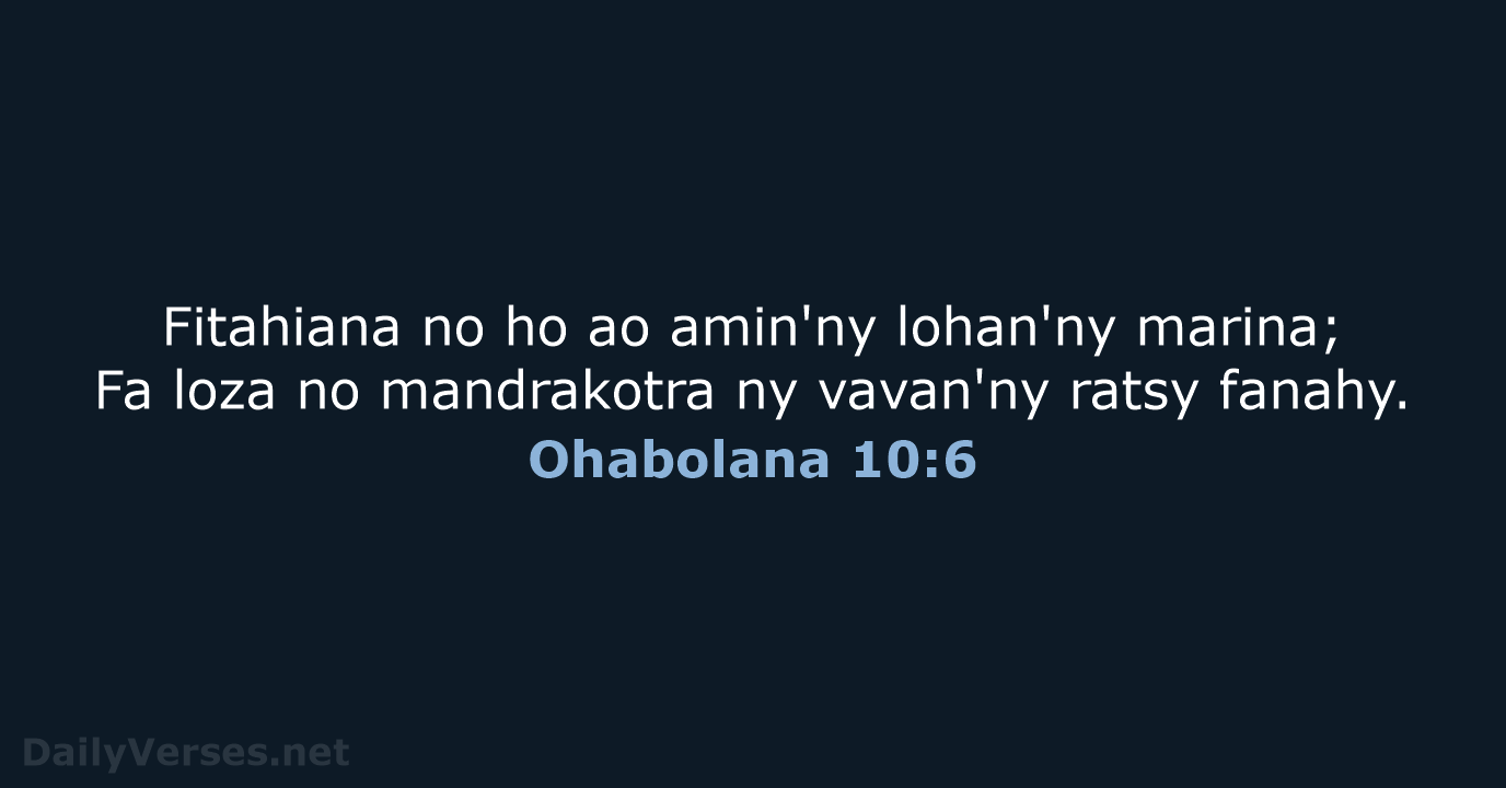 Ohabolana 10:6 - MG1865