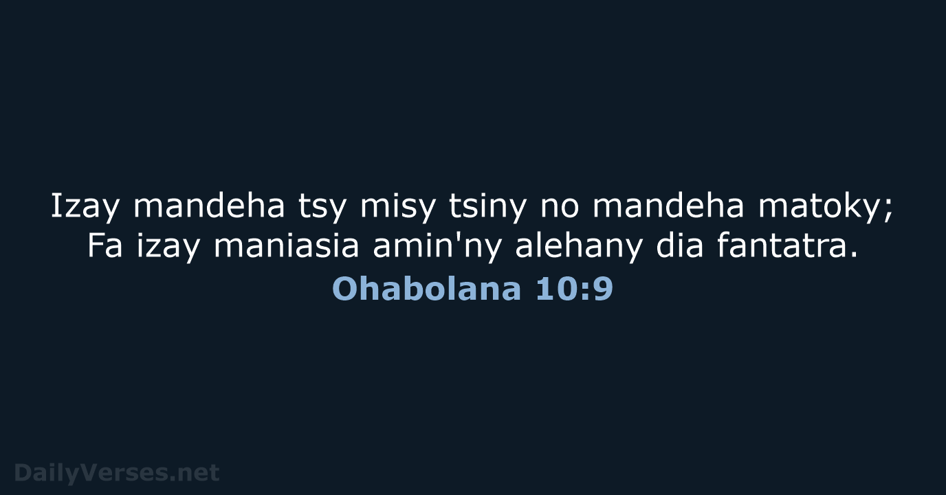 Ohabolana 10:9 - MG1865