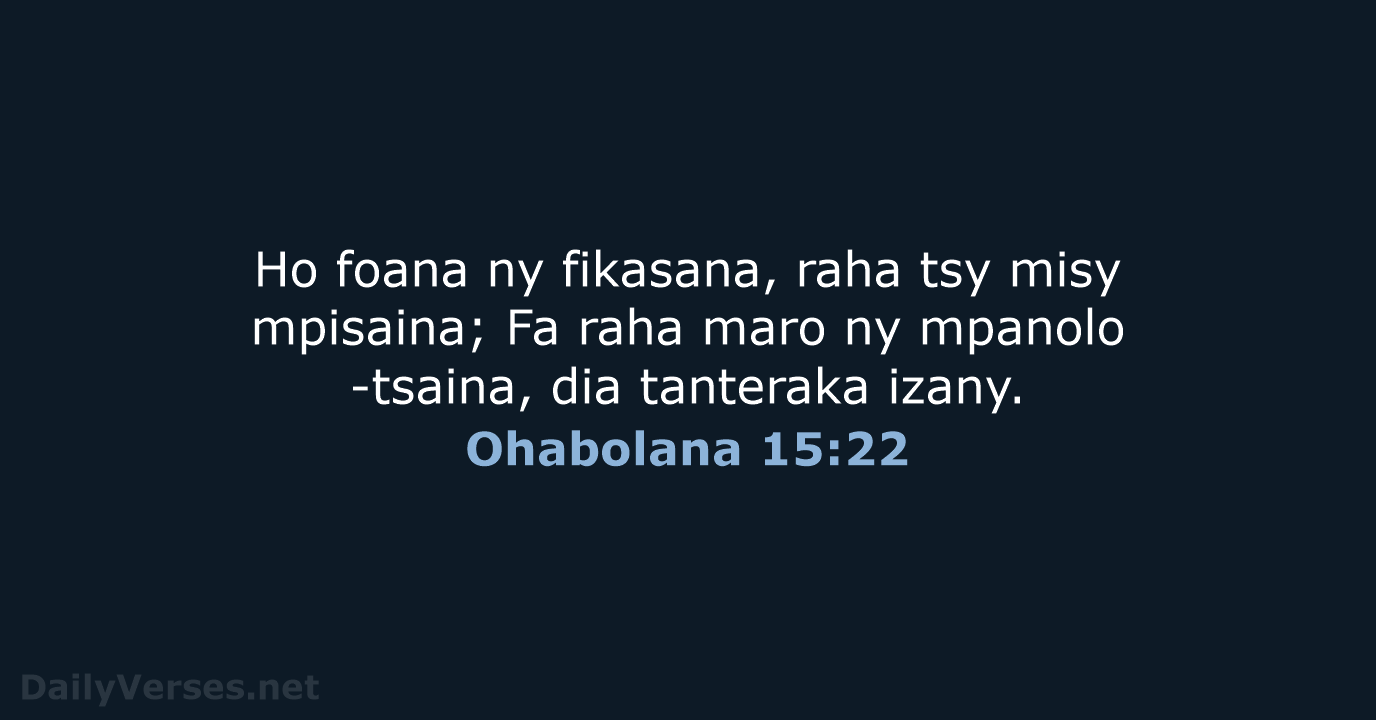 Ohabolana 15:22 - MG1865
