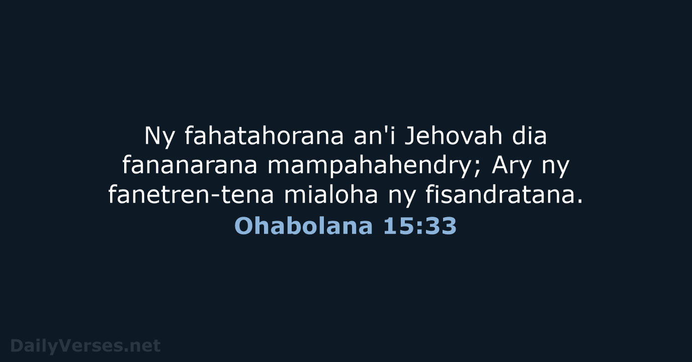Ohabolana 15:33 - MG1865