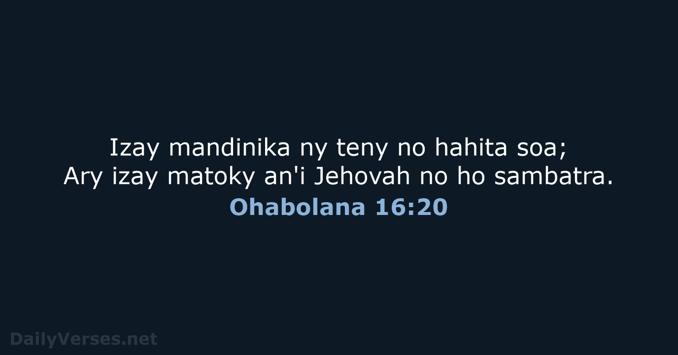 Ohabolana 16:20 - MG1865