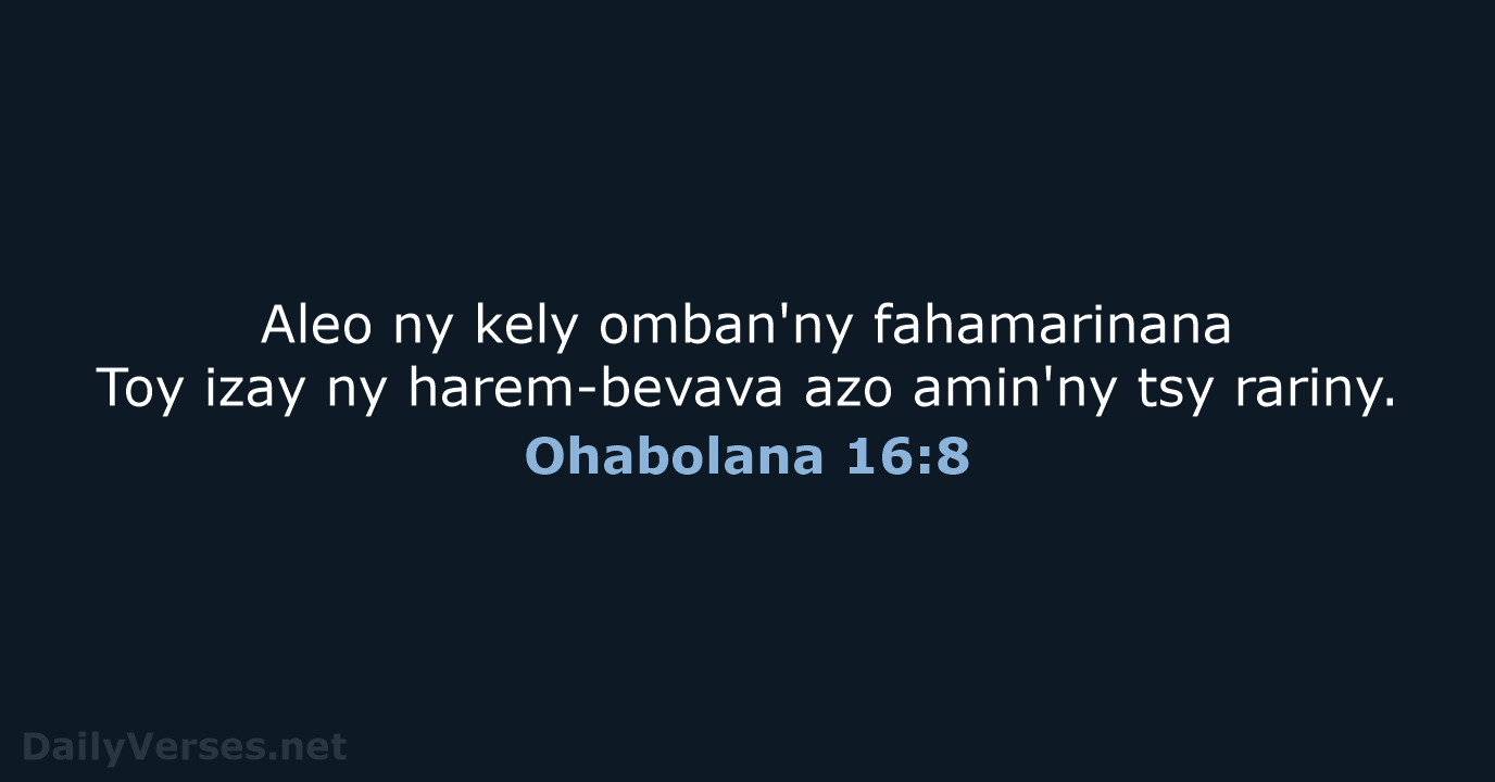 Ohabolana 16:8 - MG1865