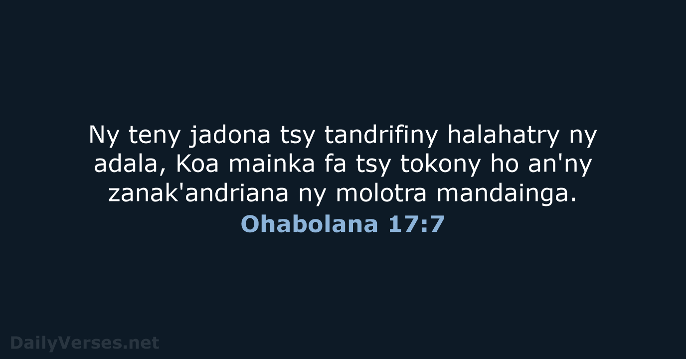 Ohabolana 17:7 - MG1865