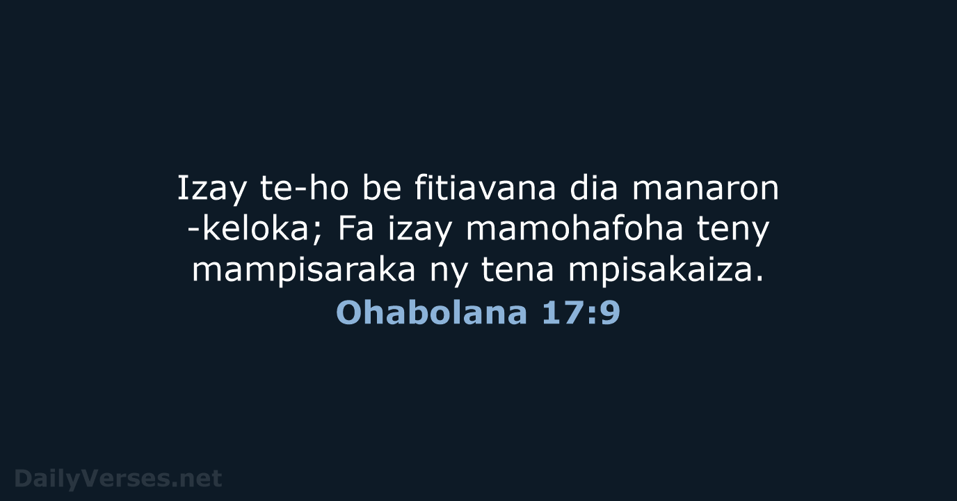 Ohabolana 17:9 - MG1865