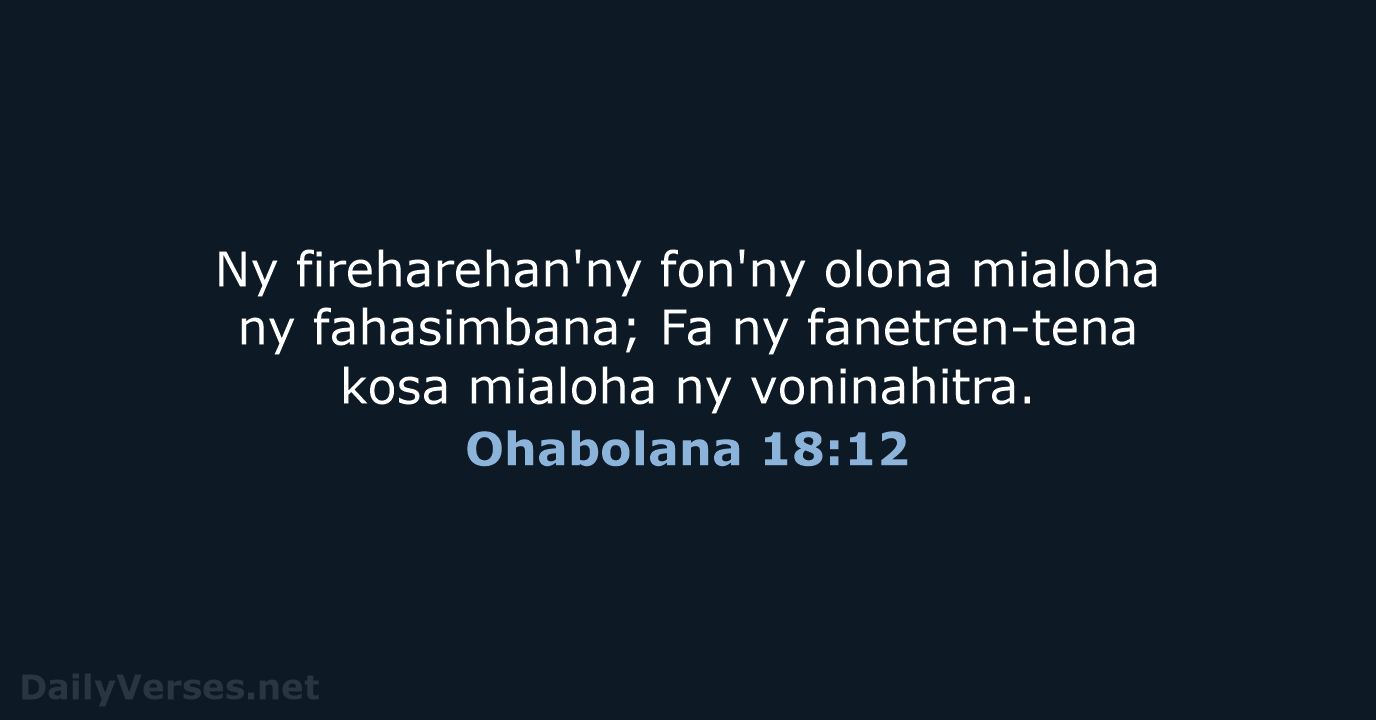 Ohabolana 18:12 - MG1865