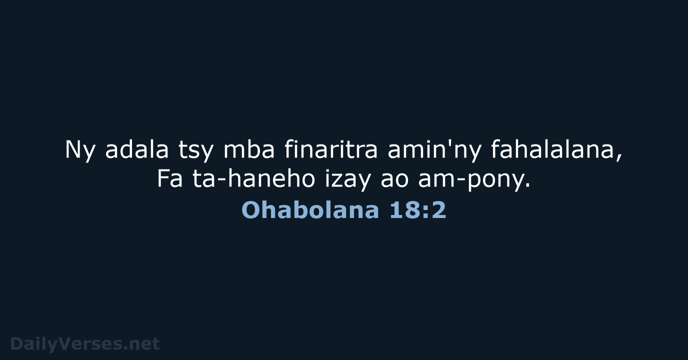 Ohabolana 18:2 - MG1865
