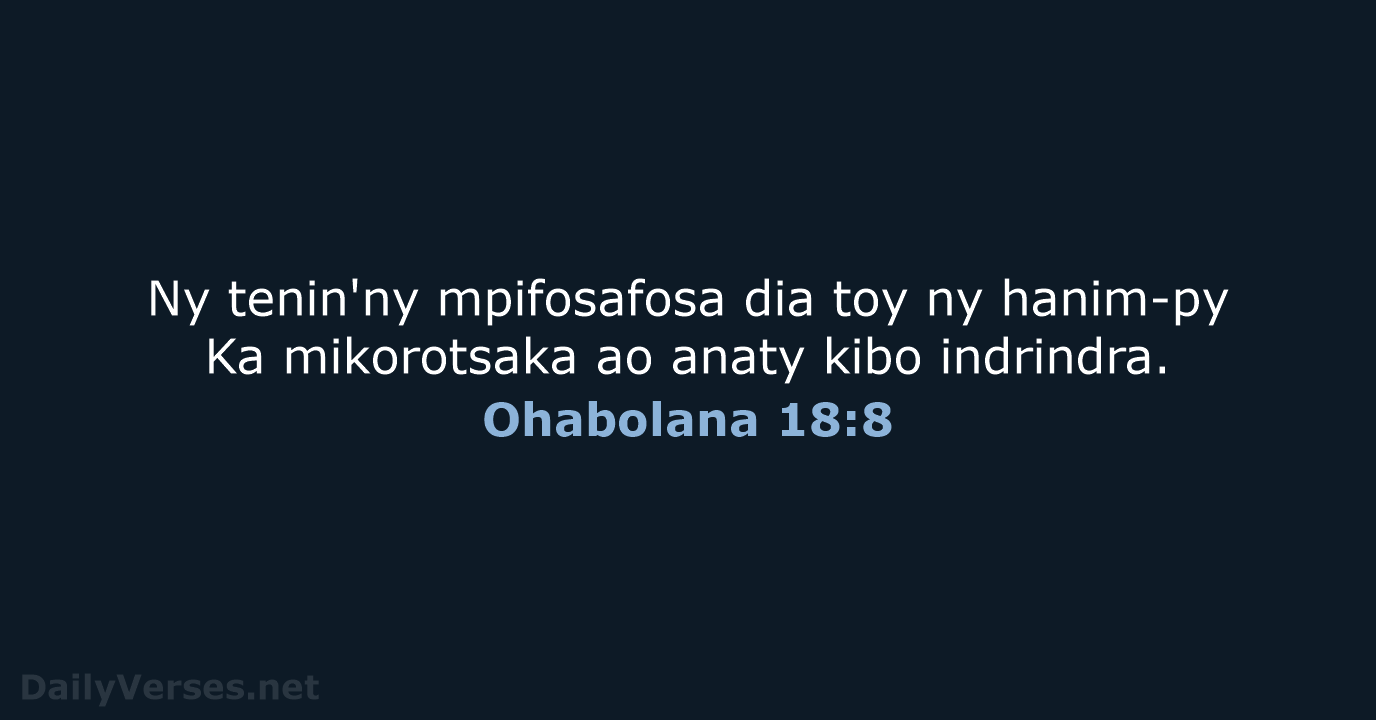 Ohabolana 18:8 - MG1865