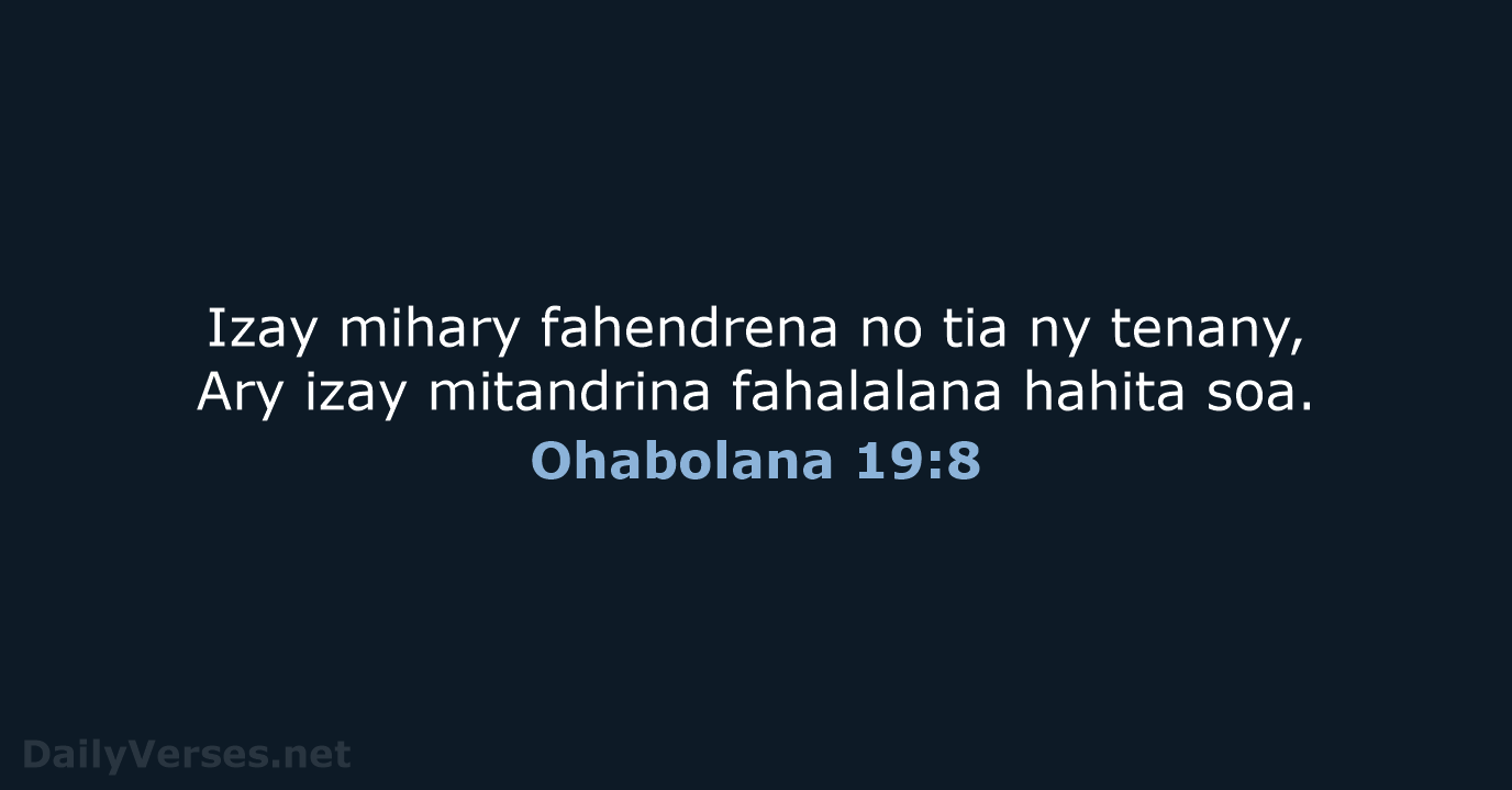 Ohabolana 19:8 - MG1865