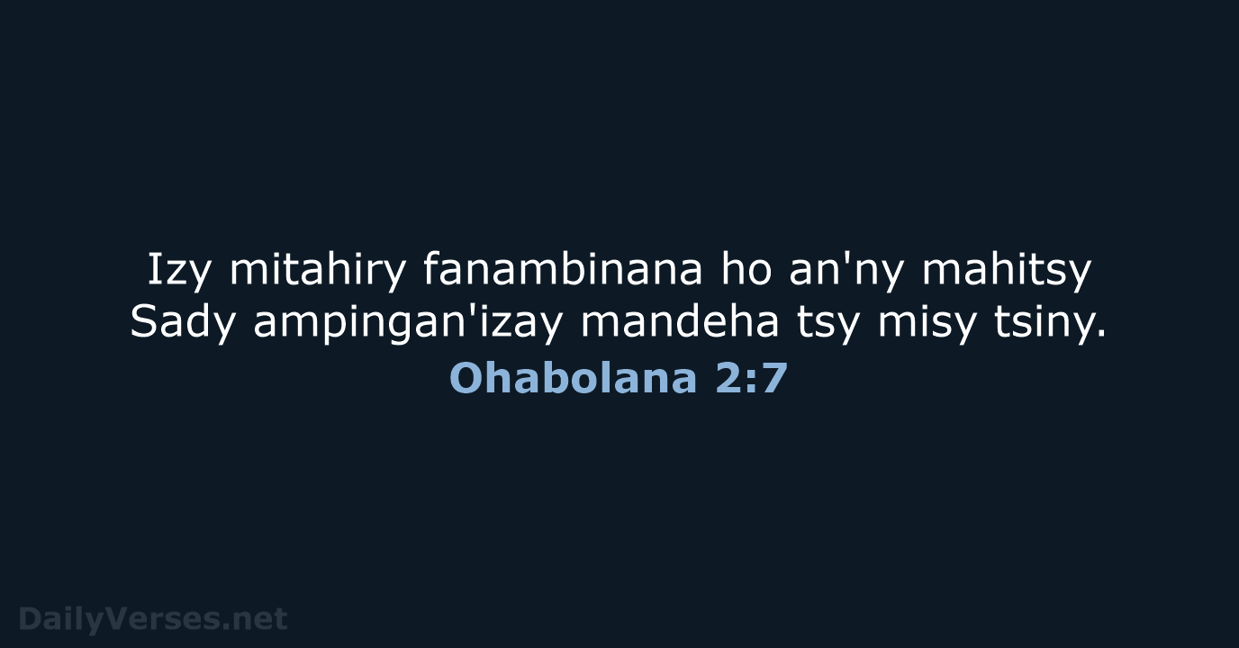 Ohabolana 2:7 - MG1865