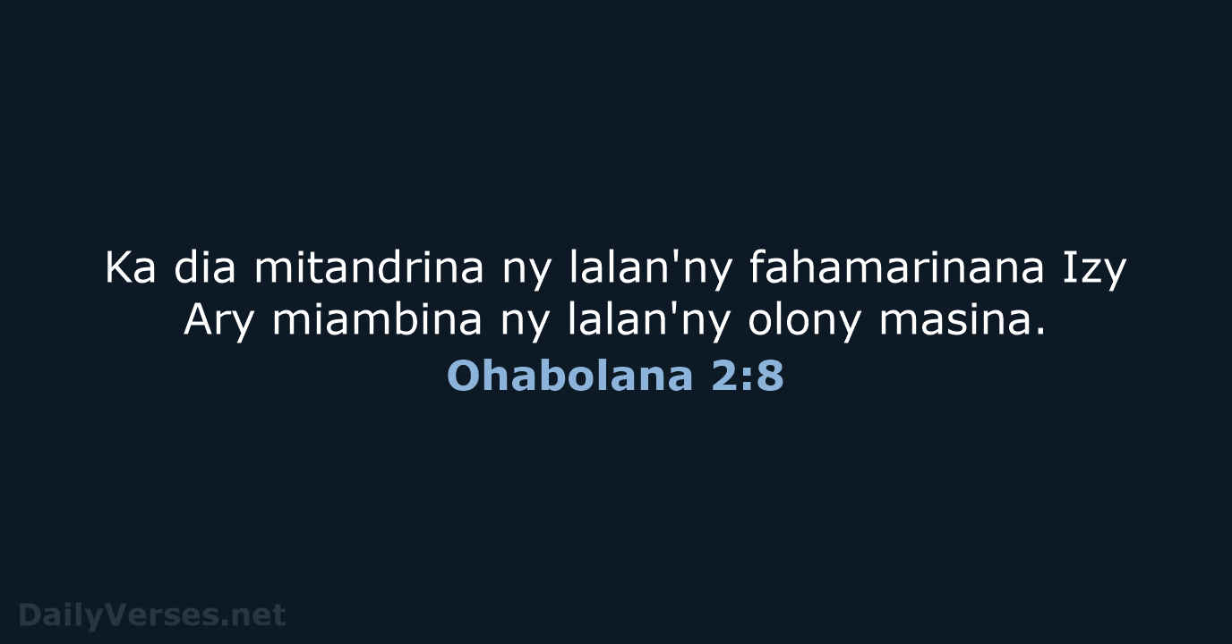 Ohabolana 2:8 - MG1865